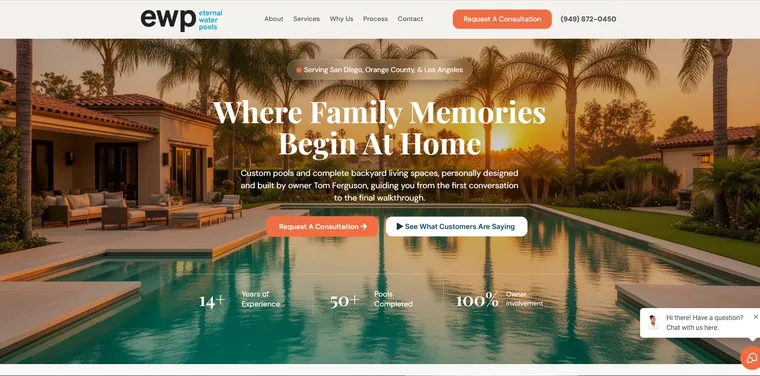 EW Pools website