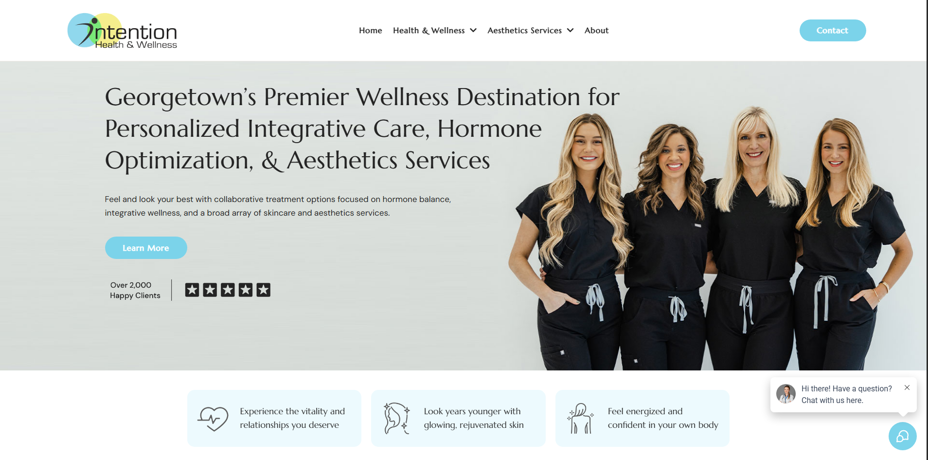 Intention Health and Wellness website