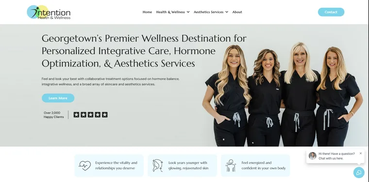 Intention Health and Wellness website
